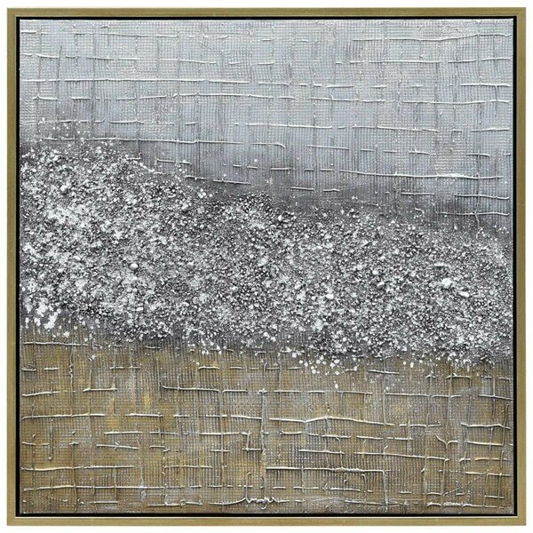 Solid Storage Supplies Matter Textured Metallic Hand Painted Wall Art by Martin Edwards - Silver and Gold SO2958813